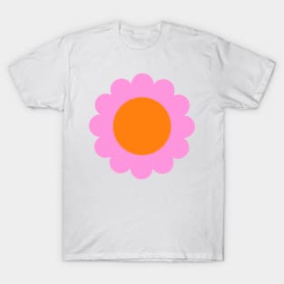 Retro Pink and Orange Mod Pop Flower T-Shirt